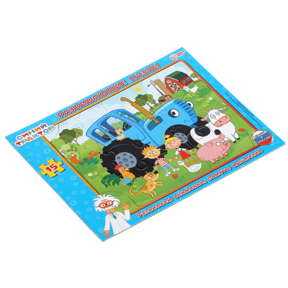 4680013713751 301315 РАЗВИВАЮЩИЕ ПАЗЛЫ В РАМКЕ "УМНЫЕ ИГРЫ" СИНИЙ ТРАКТОР .15Д. 30*22*0,5СМ в кор.