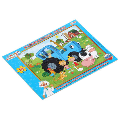 4680013713751 301315 РАЗВИВАЮЩИЕ ПАЗЛЫ В РАМКЕ "УМНЫЕ ИГРЫ" СИНИЙ ТРАКТОР .15Д. 30*22*0,5СМ в кор.