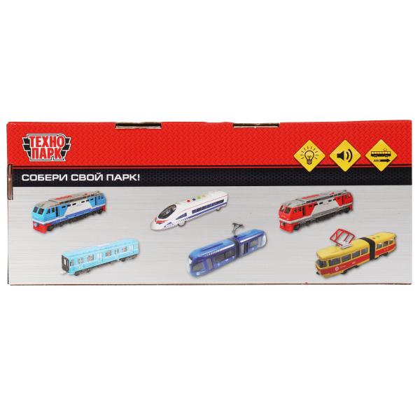 Модель пластик свет-звук ТРАМВАЙ МЕТРОПОЛИТЕН 21 см, 3 кноп, ин, синий, кор. Технопарк в кор.48шт