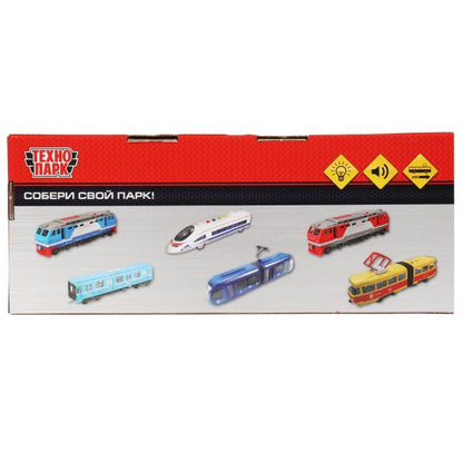 Модель пластик свет-звук ТРАМВАЙ МЕТРОПОЛИТЕН 21 см, 3 кноп, ин, синий, кор. Технопарк в кор.48шт