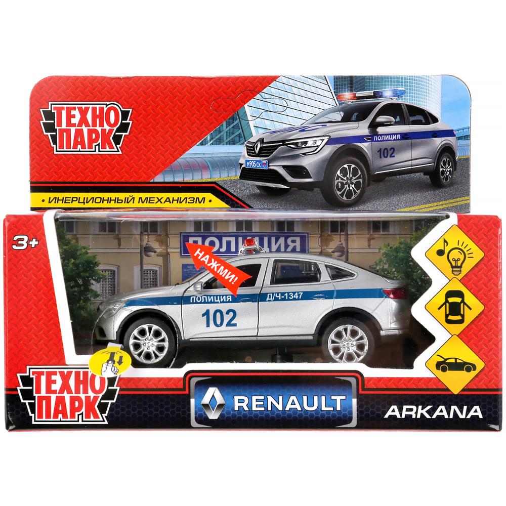 Машина металл светзвук RENAULT ARKANA ПОЛИЦИЯ 12 см, двери, багажник, кор. Технопарк в кор.2*36шт