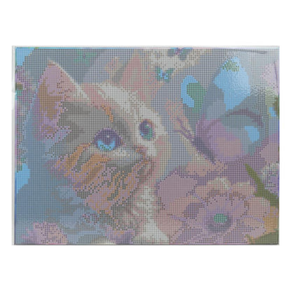 Алмазная мозаика 30*40 с подрамником пушистый котик и бабочка МУЛЬТИ АРТ в кор.20шт