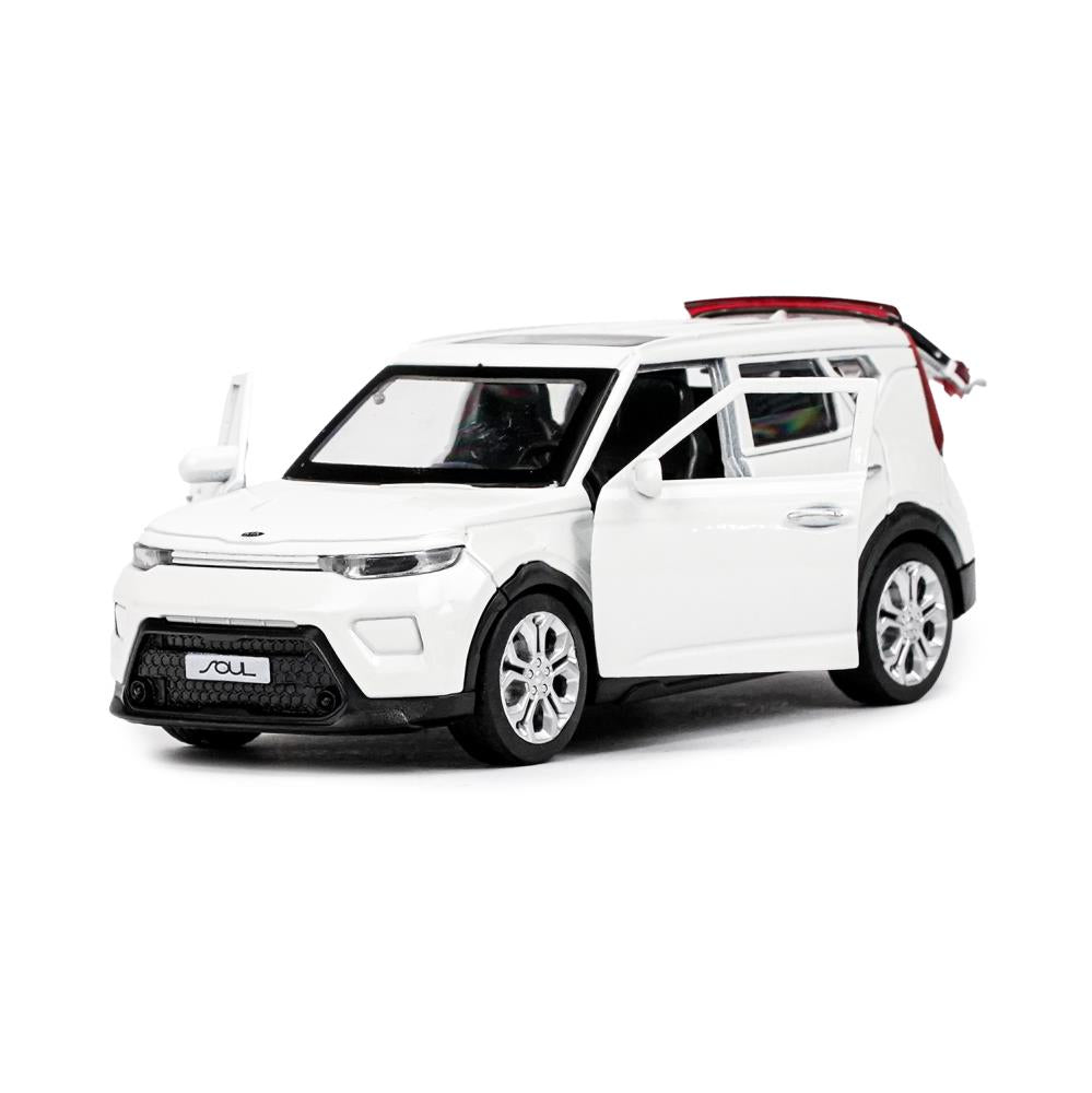 Машина металл KIA soul длина 12 см, двери, багаж., инерц, белый, кор. Parc technologique dans le cor.2*36шт