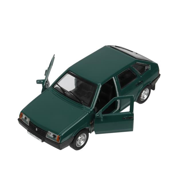 Машина металл ваз-2109 "СПУТНИК" 12 см, двери, багаж, инер,зеленый, кор. Технопарк в кор.2*36шт