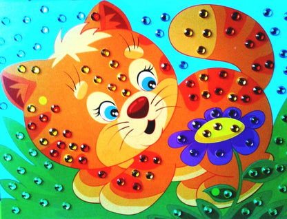 Набор для творчества. Рисунок из страза "Котенок и цветок"