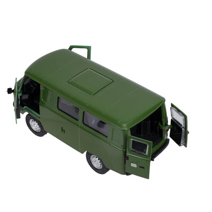 Машина металл свет-звук УАЗ УАЗ 452, 18,5 см, св-зв, дв люк, баг, ин, зеленый Технопарк в кор.2*18шт