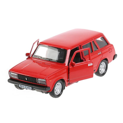 Машина металл ВАЗ-2104 ЖИГУЛИ длина 12 см, двери, багажник, инерц,красный, кор. Технопарк в кор.2*36шт