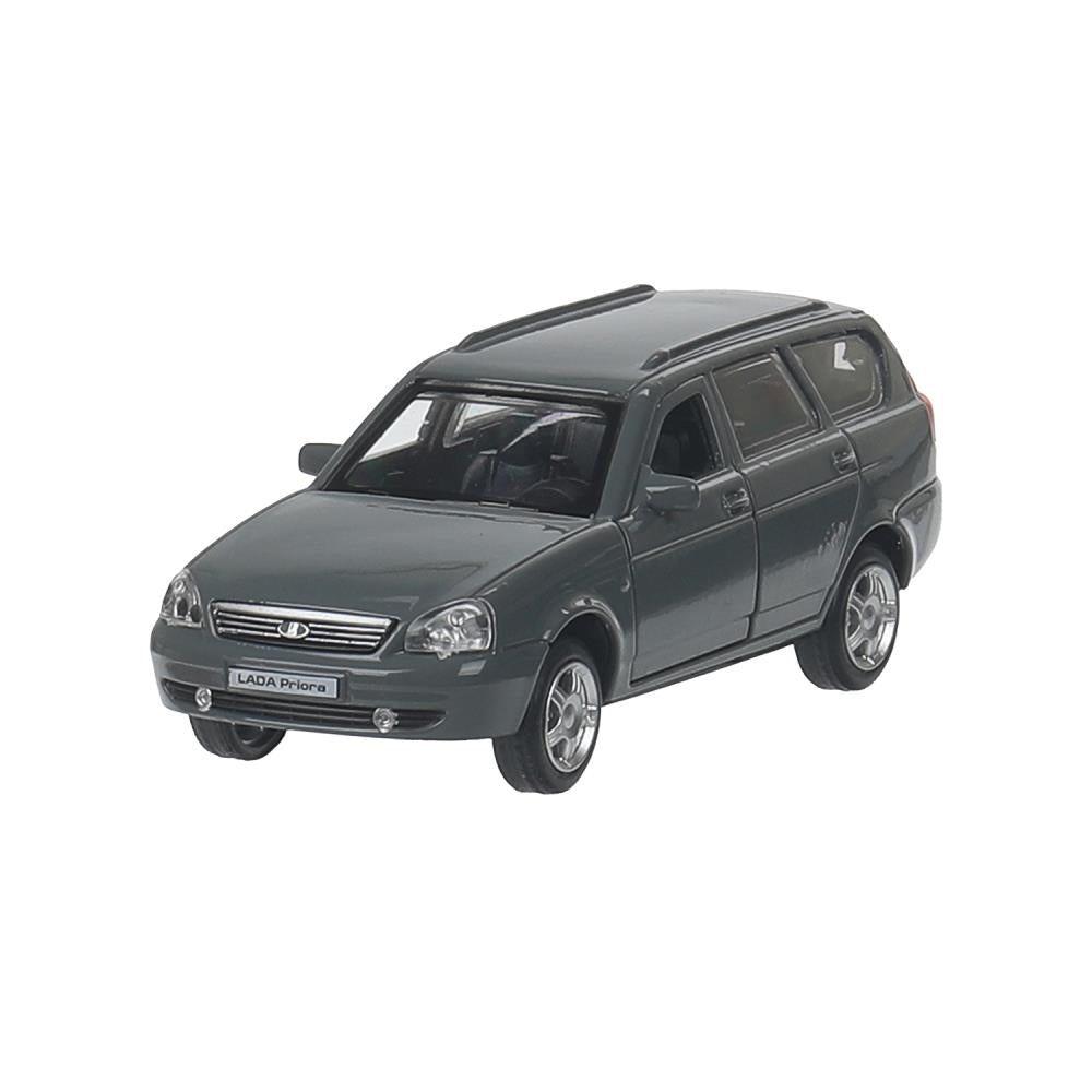 Машина металл LADA PRIORA длина 12 см, двери,багаж,инерц,темно-серый, в кор. Технопарк в кор.2*36шт