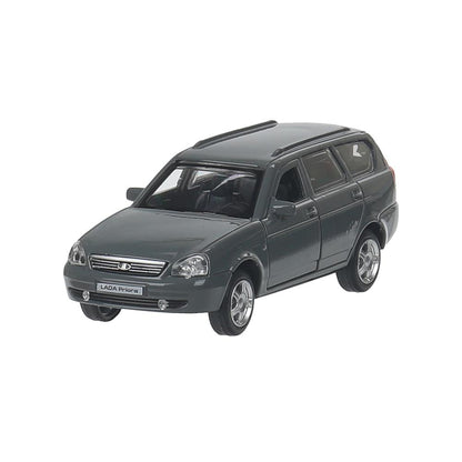 Машина металл LADA PRIORA длина 12 см, двери,багаж,инерц,темно-серый, в кор. Технопарк в кор.2*36шт
