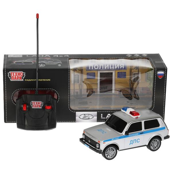 LADA4X4-18LPOL-GY 327204 Машина р/у LADA ПОЛИЦИЯ 4x4 18 см, свет, сер, кор. Технопарк в кор.24шт