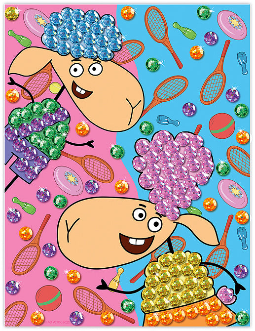 Отель у овечек. Мозаика из пайеток картина "Спорт Беллы и Бени"