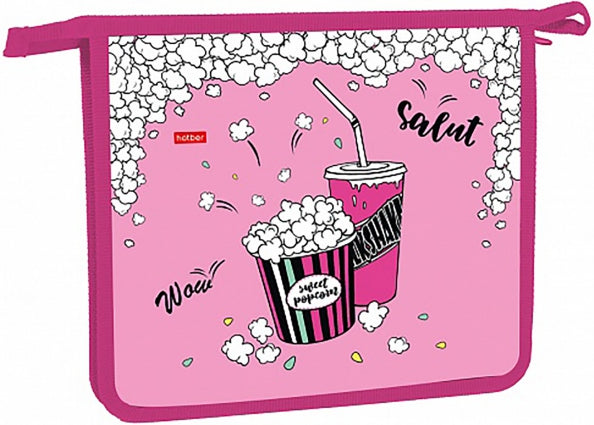 Папка для тетрадей Попкорн пластиковая А5ф 2 отделения на молнии