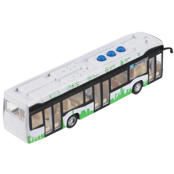 Модель пластик свет-звук ЭЛЕКТРОБУС КАМАЗ-6282 19,5 см, 3 кнопки, белый, кор. Технопарк в кор.48шт