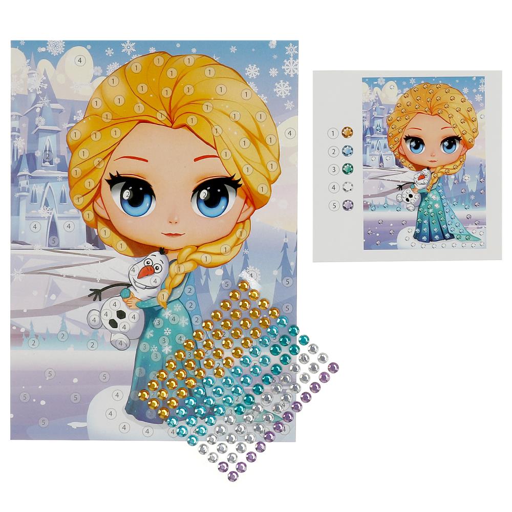 Аппликация стразами в пакете 15*21 см снежная принцесса МУЛЬТИ АРТ в кор.100шт
