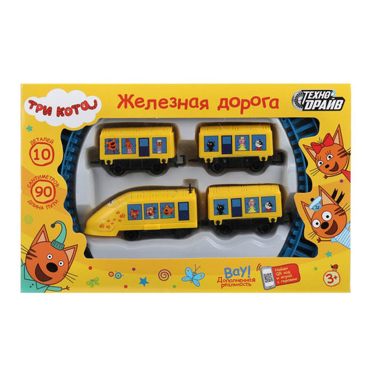 Железная дорога мультяшная Три Кота длина пути 90, кор.28*18*4см ТЕХНОДРАЙВ в кор.2*66шт