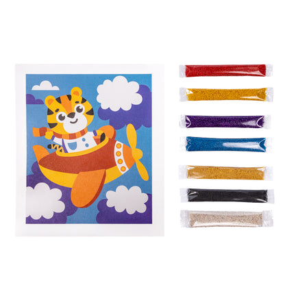 Набор для творчества. Песочная фреска "Тигренок-пилот" (7 цветов, 188х217 мм)