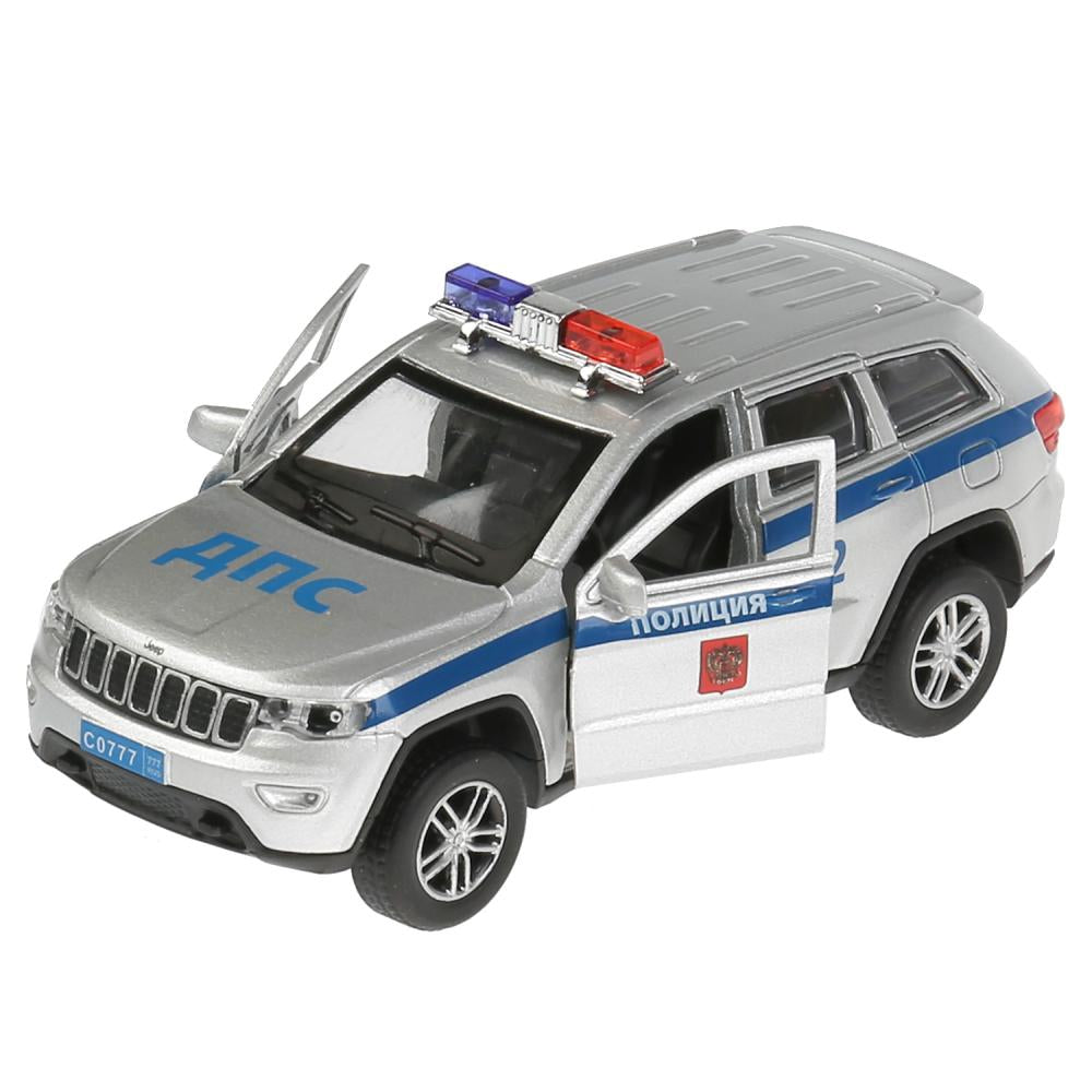 Машина металл свет-звук JEEP GRAND CHEROKEE ПОЛИЦИЯ 12 см, дв, баг, ин, кор. Технопарк в кор.2*36шт
