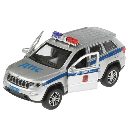Машина металл свет-звук JEEP GRAND CHEROKEE ПОЛИЦИЯ 12 см, дв, баг, ин, кор. Технопарк в кор.2*36шт