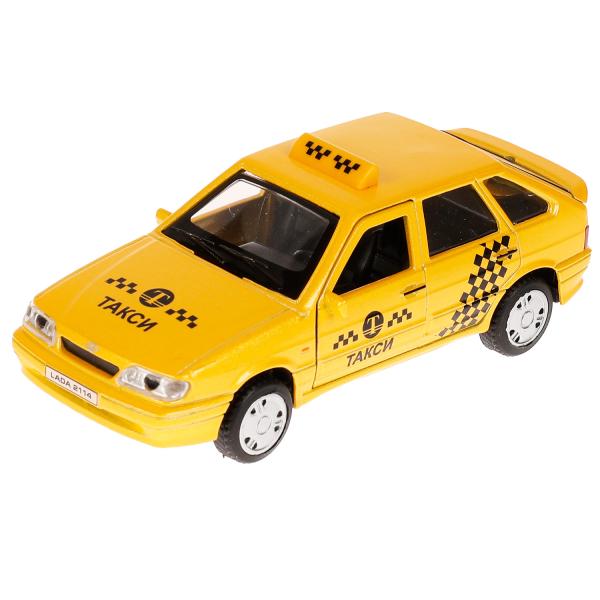Машина металл LADA -2114 "САМАРА" ТАКСИ, 12 см, двери, сумка, инерц., кор. Технопарк в кор.2*36шт