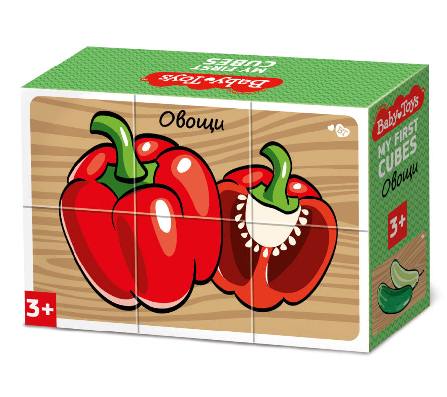 Кубики "Овощи" (без обклейки) 6 шт Детские игрушки