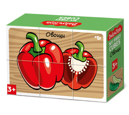 Кубики "Овощи" (без обклейки) 6 шт Детские игрушки