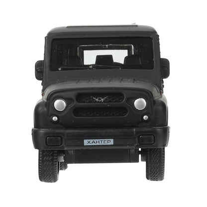 Machine en métal UAZ ХАНТЕР длина 10,5 см, инерция, МАТОВЫЙ черный, кор. Parc technologique dans le cor.2*36шт