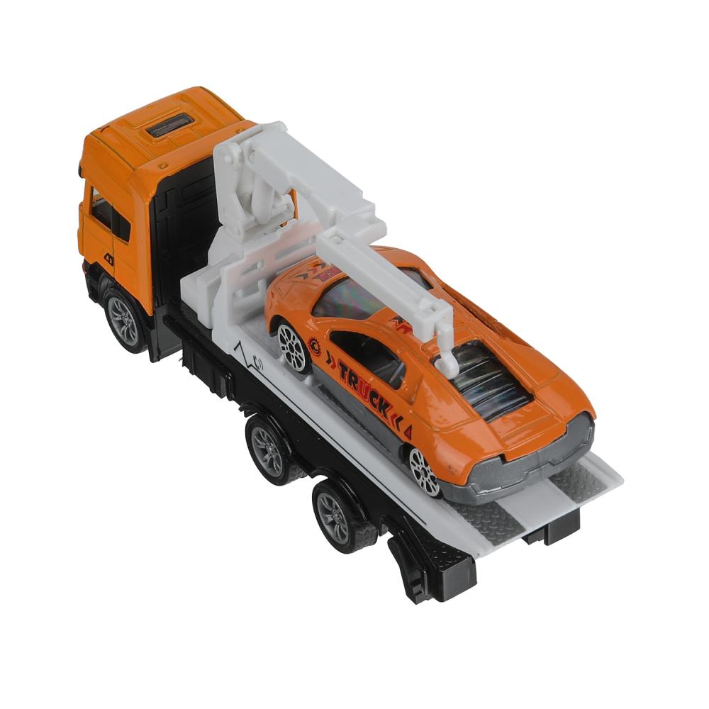 Машина металл ЭВАКУАТОР эвакуатор 12см с машинкой 7см, инерционный подвижный КРАН Технопарк в кор.2*144шт