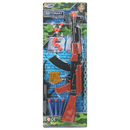 Набор оружия ВОЕННЫЙ автомат с шариками и мягк.пул, блист.58*20,5*3,5см ИГРАЕМ ВМЕСТЕ в кор.2*30шт