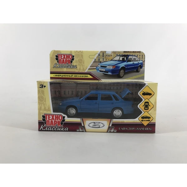 Машина металл ваз-2115 "самара" длина 12 см,двери,синий,кор. Технопарк в кор.2*36шт