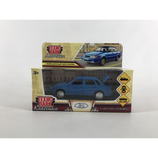 Машина металл ваз-2115 "самара" длина 12 см,двери,синий,кор. Технопарк в кор.2*36шт