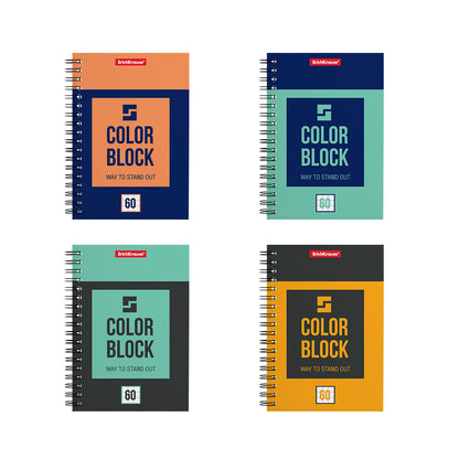 ErichKrause® Блокнот на спирали "Color Block" 60 листов, клетка (поштучно) арт.49679