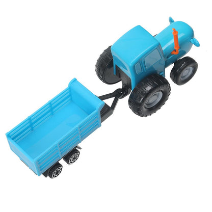 Машина металл СИНИЙ ТРАКТОР синий трактор с телегой 7,5 см, синий, кор. Технопарк в кор.2*36шт