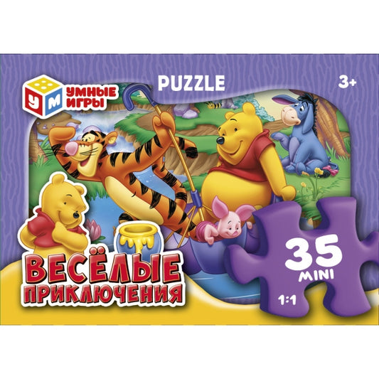 Весёлые приключения.Пазлы классические в коробке. 35 деталей. Умные игры в уп.32шт в кор.8уп