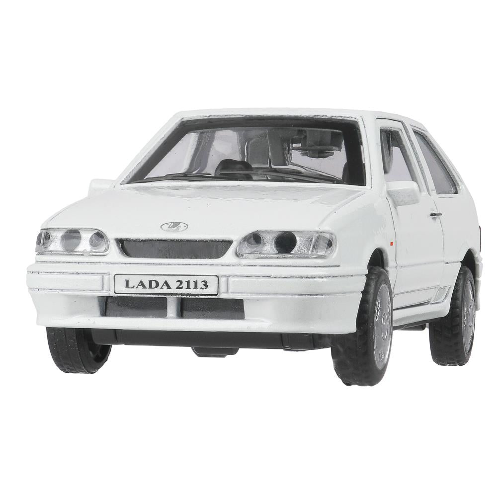Машина металл ваз-2113 12 см, двери, багаж, инер,белый, кор. Технопарк в кор.2*36шт