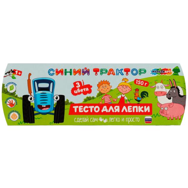 Тесто для лепки СИНИЙ ТРАКТОР 3 цв. pour 50 g, рф МУЛЬТИ АРТ в кор.24шт