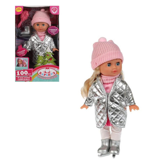 Y30D-POLI-19-35129 Кукла озвуч. АБВГДЕЙКА песня Катенька 30см, в зимнем, коньки КАРАПУЗ в кор.24шт