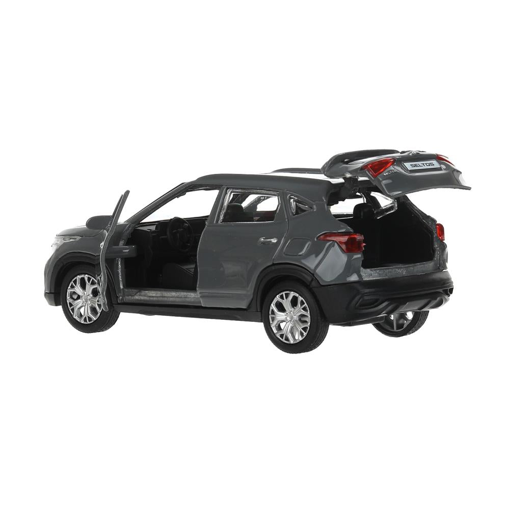 Машина металл KIA seltos длина 12 см, двери, багажник., инерц, серый, кор. Технопарк в кор.2*36шт