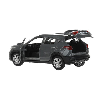 Машина металл KIA seltos длина 12 см, двери, багажник., инерц, серый, кор. Технопарк в кор.2*36шт