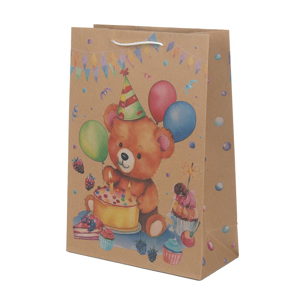 Пакет подарочный крафт мл,мишка,140 гр/м2 ЧУДО ПРАЗДНИК в кор.10*12шт