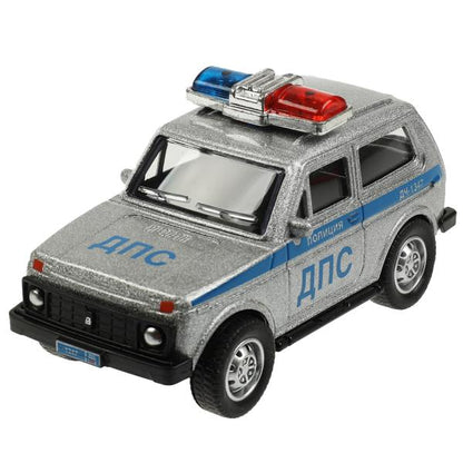 Машина металл LADA POLIZY 10 см, инерция, кор. Технопарк в кор.2*96шт