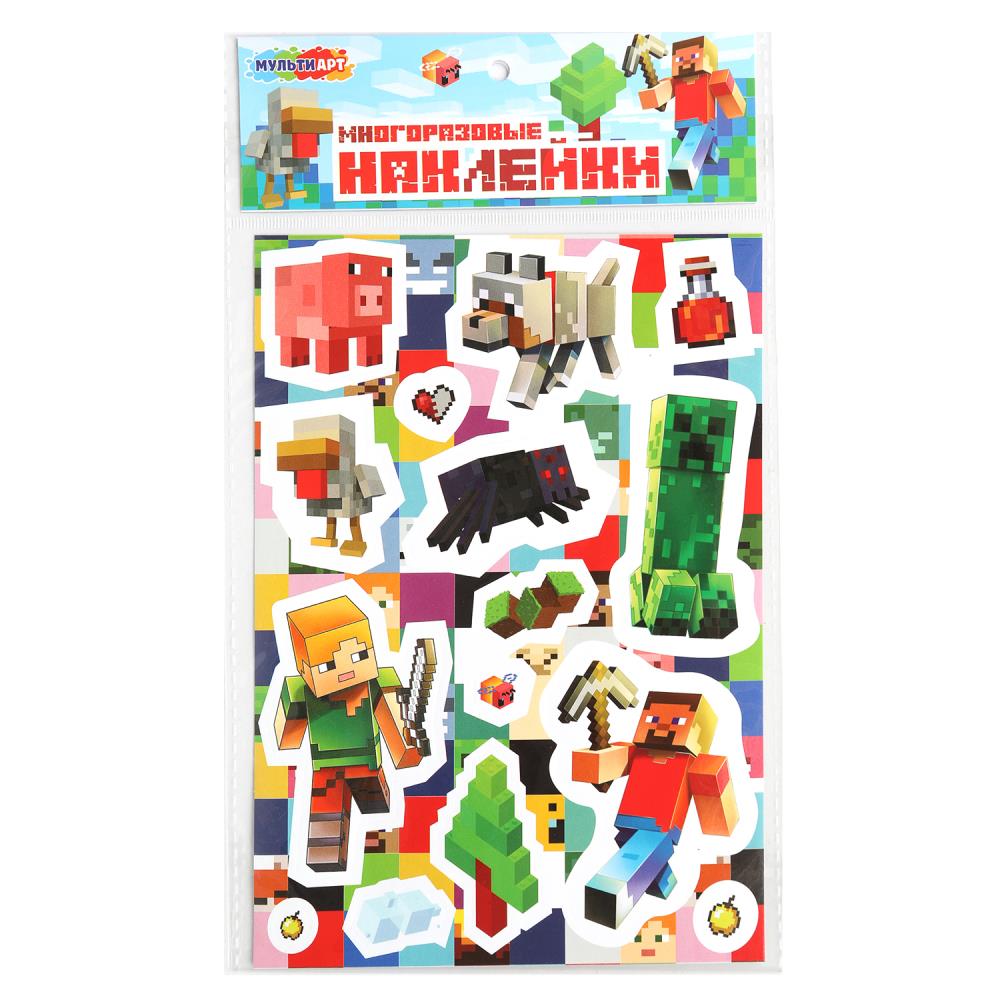 Наклейки бумажные, а5, мир пикселей МУЛЬТИ АРТ в кор.500шт