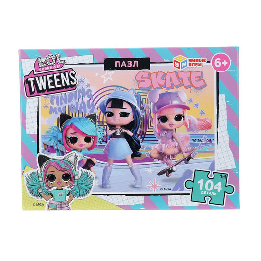 LOL Tweens. ЛОЛ. Пазлы в коробке 104 детали. 190х141х35 мм. Умные игры в кор.24шт