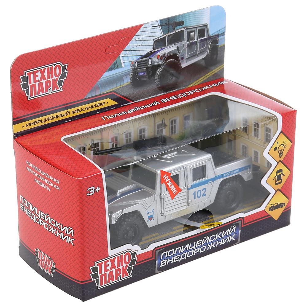 Машина металл свет-звук ПОЛИЦЕЙСКИЙ ВНЕДОРОЖНИК ПИКАП 12см, двер, сер, кор. Технопарк в кор.2*36шт