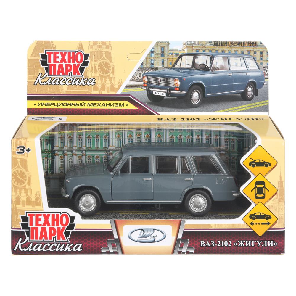 Машина металл ваз-2102 12 см, двери, багаж, инер, серый, кор. Технопарк в кор.2*36шт