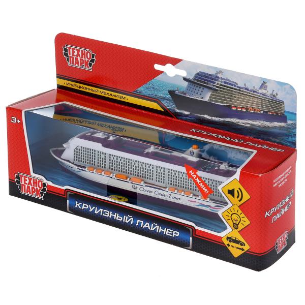 Модель круизный металлический лайнер 20 см, свет и звук инерц., в кор. Технопарк в кор.2*24шт