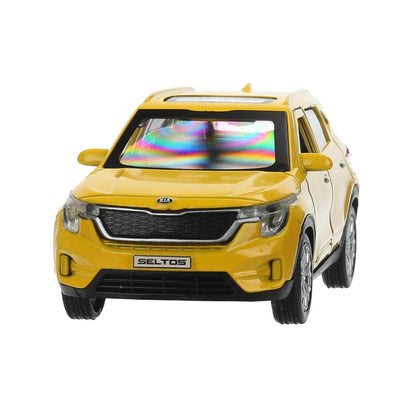 Машина металл KIA seltos длина 12 см, двери, багажник., инерц, желтый, кор. Технопарк в кор.2*36шт