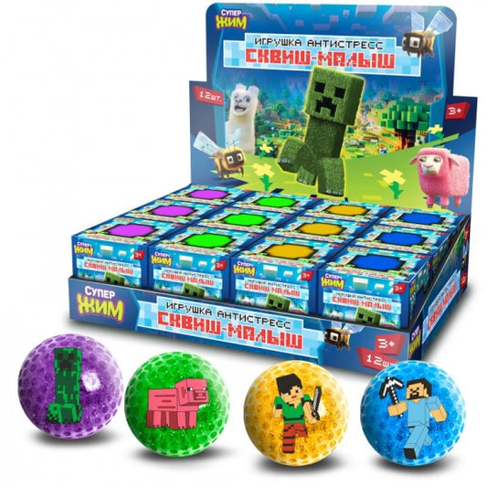 Игрушка антистресс жмяка пиксельные персонажи в дисплее Супер Жим уп-12шт в кор.6уп