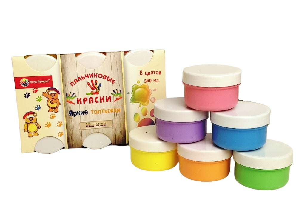 Колер Продукт. Пальчиковые краски арт.16-КП-6М-60/КПКМ06-21 "Малыши.1+" 6 цв. 360 мл.