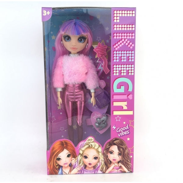 Кукла 32см, руки и ноги сгиб., реал. глаза, аксессуары, свитер и леггинсы LIKEE GIRL в кор.36шт