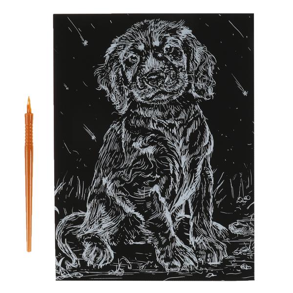 Гравюра 18*24 см щенок, золотая МУЛЬТИ АРТ в кор.120шт